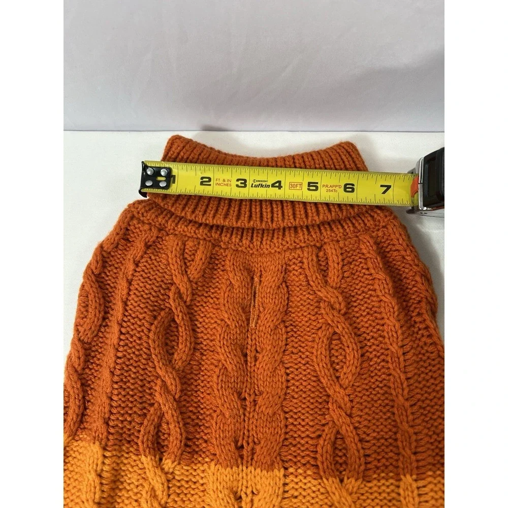 Dog Sweater Medium‎ Orange Cable Knit W/collar girl Gorgeous  new Size L/XL